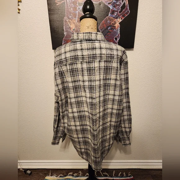 Dickies Grey Flannel Casual Button Down Long Sleeve Shirt XL - Picture 3 of 4